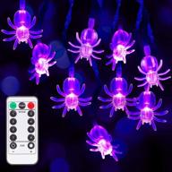 🕷️ litake purple spider string lights - 30 led halloween decoration lights with remote, battery operated & waterproof. perfect indoor/outdoor halloween string lights with 8 lighting modes for party decor логотип