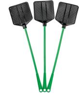 🪰 pack of 3 ofxdd rubber fly swatters - long and heavy duty - green color logo