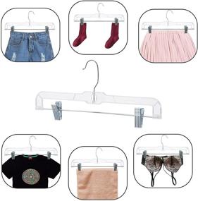 img 2 attached to 25 Pack Clear Crystal Pants Hangers - Space Saving Non-Slip with Adjustable Clips for Trousers, Skirts, Jeans, Slacks, Bottoms - Heavy Duty Slim Design, Elegant and Durable - 14 inch