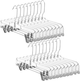 img 4 attached to 25 Pack Clear Crystal Pants Hangers - Space Saving Non-Slip with Adjustable Clips for Trousers, Skirts, Jeans, Slacks, Bottoms - Heavy Duty Slim Design, Elegant and Durable - 14 inch