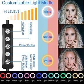 img 2 attached to 📹 2021 Newest Video Conference Lighting: 8.0" RGB Selfie Ring Light with Tripod Stand, Clamp Mount, and Webcam Light - 3 Light Modes, 16 Colors, 11 Level Dimmable for Laptop/PC Monitor/YouTube/TIKTok