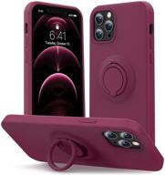 📱 mhh iphone 12 case & iphone 12 pro case [liquid silicone with kickstand], microfiber liner, slim full body heavy duty protective cover for women - winered logo