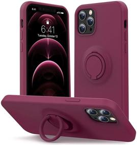 img 4 attached to 📱 MHH iPhone 12 Case & iPhone 12 Pro Case [Liquid Silicone with Kickstand], Microfiber Liner, Slim Full Body Heavy Duty Protective Cover for Women - WineRed