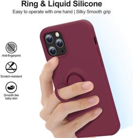 img 2 attached to 📱 MHH iPhone 12 Case & iPhone 12 Pro Case [Liquid Silicone with Kickstand], Microfiber Liner, Slim Full Body Heavy Duty Protective Cover for Women - WineRed