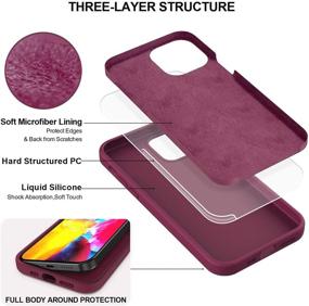 img 1 attached to 📱 MHH iPhone 12 Case & iPhone 12 Pro Case [Liquid Silicone with Kickstand], Microfiber Liner, Slim Full Body Heavy Duty Protective Cover for Women - WineRed