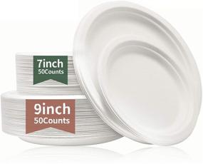 img 4 attached to 🍽 Chinet Paper Plates Dinner Set – 7 inch (50 pcs) & 9 inch (50 pcs) Disposable Plates – Compostable Biodegradable Dinnerware for Restaurant/Fast Food Shop (100 pcs)