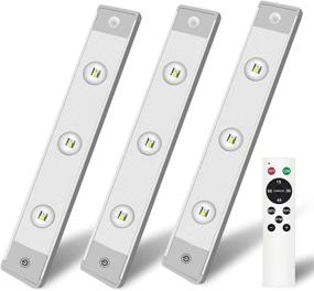 img 4 attached to Dimmable LED Cabinet Lights - Diomart Under Cabinet Lighting Wireless, 3 Pack with Remote Control & Motion Sensor, Rechargeable Stick-on Light for Closet Under Counter