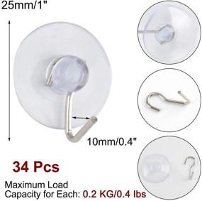 img 3 attached to 🔩 uxcell 34pcs Suction Cup Hooks 1 Inch Diameter – Wall Hangers for Kitchen Bathroom, Removable Vacuum Holder for Smooth Tile Glass