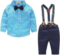 newborn baby boy gentleman suit set - shirt+bowtie+suspender pants - 4pcs infant toddler outfit logo
