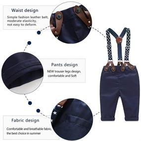 img 2 attached to Newborn Baby Boy Gentleman Suit Set - Shirt+Bowtie+Suspender Pants - 4pcs Infant Toddler Outfit