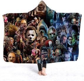 img 4 attached to Stay Cozy & Chilling: CNMART Hooded Blanket - Adult Gothic Sherpa Fleece Wearable Throw Blanket