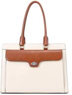 👜 cluci genuine oil wax leather briefcase for women: vintage 15.6 inch laptop bag, large business ladies shoulder bag in beige with brown logo