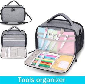 img 1 attached to 👜 LLYWCM Cricut Joy Carrying Case - Portable Tote Bag with Dust Cover, Storage for Cricut Pens, Basic Tool Set and Accessories (Gray)