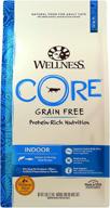 🐱 healthy & protein-rich wellness core grain free dry cat food for indoor cats - salmon & herring recipe, usa-made, natural ingredients, poultry-free, joint support, added vitamins and minerals, filler-free logo