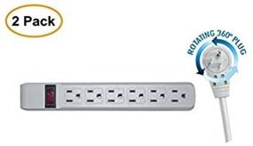 img 2 attached to 2 Pack - Gray CNE471551 6 Outlet Surge Protector Power Strip with 6ft Cord and Rotating Plug, 15A 120V, Flat Plug Design