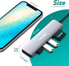 img 1 attached to 🔌 Falwedi USB Type C HUB - 6-in-1 Multiport Adapter Dongle with 4K@30Hz HDMI, USB 3.0 Ports, SD/TF Card Reader - Compatible for MacBook Air Pro and Other Type C Laptops (Space Gray)