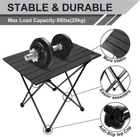 img 3 attached to 🏕️ Портативный кемпинговый стол MSSOHKAN с сумкой для переноски - легкий складной стол для пляжа, активного отдыха на природе, пикников, барбекю, готовки, обедов и кухни