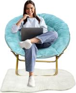 🪑 ultimate saucer chair: comfy reading chair for bedroom or living room with beautiful white rug included - perfect gift idea! логотип