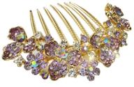 anvei-nao women's luxury bohemian floral 💜 rhinestone bridal hair accessories in vibrant purple logo