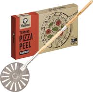 🍕 chef pomodoro 9-inch aluminum turning pizza peel with detachable wood handle - 47-inch long gourmet luxury pizza paddle for baking homemade pizza bread logo