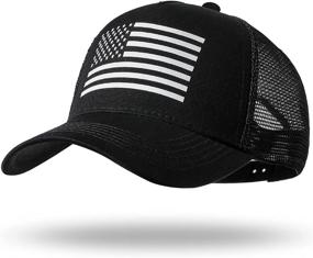 img 4 attached to American Flag Trucker Hat - Snapback Baseball Cap for Men and Women - Breathable Mesh Sides, Adjustable Fit - Ideal for Casual Wear and Active Lifestyle