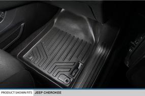 img 2 attached to 🚗 SMARTLINER Custom Fit Floor Mats: 2 Row Black Liner Set for 2014-2021 Jeep Cherokee - All Models