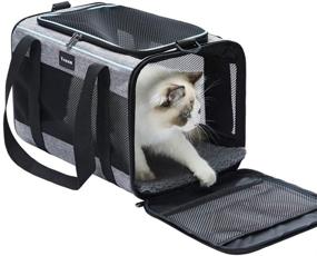 img 4 attached to Переноска для домашних животных Vceoa Soft-Sided для кошек: удобное и удобное средство для путешествий для котов