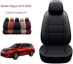 img 4 attached to 🚗 OASIS AUTO Custom Leather Seat Covers for Nissan Rogue 2014-2020, Excluding Hybrid & Rogue Sport, Black