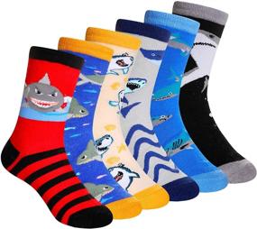img 4 attached to 🧦 6 Pairs of Novelty Cotton Cartoon Kids Boy Socks | Funny Seamless Crew Socks for Teenage Boys | Ideal for Sport, School & Daily Wear