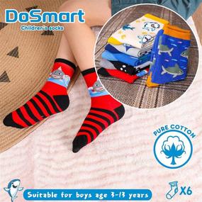 img 2 attached to 🧦 6 Pairs of Novelty Cotton Cartoon Kids Boy Socks | Funny Seamless Crew Socks for Teenage Boys | Ideal for Sport, School & Daily Wear
