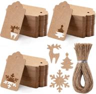 🎁 primbeeks 150pcs premium christmas tags with natural jute twine - festive designs for gift favor: christmas tree, snowflake, reindeer logo