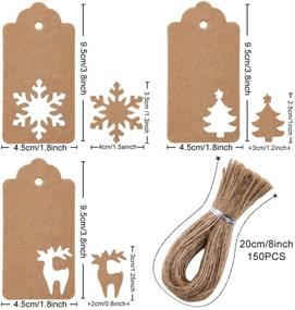 img 3 attached to 🎁 Primbeeks 150pcs Premium Christmas Tags with Natural Jute Twine - Festive Designs for Gift Favor: Christmas Tree, Snowflake, Reindeer