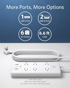 img 3 attached to Anker USB C Surge Protector Power Strip, 6 Outlet & 3 USB, PowerPort Strip PD 6 with Power Delivery Port – Ultimate Power Strip for Home, Office, and More