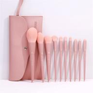 💄 10pcs msq makeup brushes set with bag - synthetic hair foundation, blending, powder, fan, eyeshadow, and eye brushes - deep pink logo