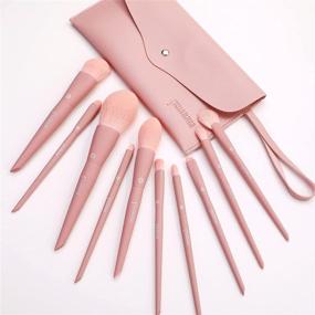 img 3 attached to 💄 10Pcs MSQ Makeup Brushes Set with Bag - Synthetic Hair Foundation, Blending, Powder, Fan, Eyeshadow, and Eye Brushes - Deep Pink