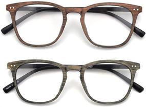 img 2 attached to 👓 Classic Retro Wooden Reading Glasses: Unisex 2-Pack