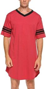 img 4 attached to 🌙 Cotton V-Neck Nightwear Men's Nightshirt with Sleeves