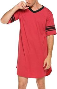 img 1 attached to 🌙 Cotton V-Neck Nightwear Men's Nightshirt with Sleeves