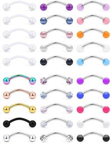 img 3 attached to 📿 30PCS 16G Body Piercing Jewelry Set with Eyebrow Rings, Tragus Helix Rook Daith Earrings, Lip Ring Barbell Retainer in 6mm, 8mm, 10mm sizes