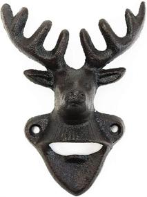 img 4 attached to 🦌 Sungmor Cast Iron Deer Head Bottle Opener - Heavy Duty Wall Mount | Vintage Rustic Style Decor for Bar, Kitchen or Patio