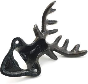 img 1 attached to 🦌 Sungmor Cast Iron Deer Head Bottle Opener - Heavy Duty Wall Mount | Vintage Rustic Style Decor for Bar, Kitchen or Patio