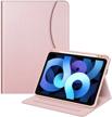 fintie folio case for ipad air 4th generation 2020 - [supports pencil 2nd gen charging] multi-angle viewing soft tpu stand back cover with pocket &amp logo