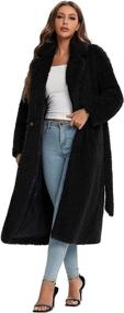 img 4 attached to 🧥 Warm and Stylish Women's Faux Fur Winter Coats: Belted Outerwear with Pockets