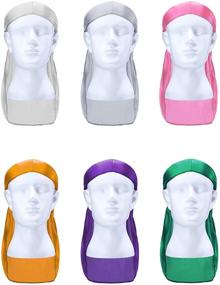 img 3 attached to 🎀 12-Piece Silky Durag Caps - Soft Long Tail Headscarf with Elastic Wide Straps - Headwraps for Women and Men - 12 Different Colors - Ideal Favors