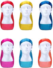 img 2 attached to 🎀 12-Piece Silky Durag Caps - Soft Long Tail Headscarf with Elastic Wide Straps - Headwraps for Women and Men - 12 Different Colors - Ideal Favors