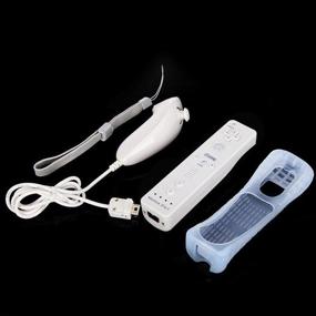 img 2 attached to 🎮 Improved White Wii Remote with Built-in Motion Plus + Nunchuck Controller + Silicone Case + Wrist Strap (Non-OEM) for Wii Console