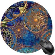 🌼 gold mandala flower round non-slip rubber mouse pad by bybart - office desk decor mousepad for computers and laptops - enhance your office accessories logo