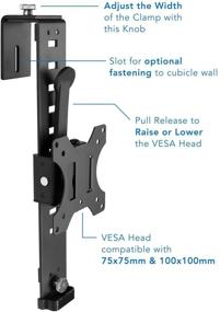 img 2 attached to 🖥️ Mount-It! Cubicle Monitor Mount Hanger Attachment, Adjustable VESA Bracket for 17-32 Inch Screens, Height Adjustable Hook Supports up to 17.6 lbs, Black (MI-785)