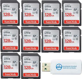 img 4 attached to 💽 Bundle of 10 SanDisk 128GB Ultra UHS-I Class 10 SD Flash Memory Cards (SDSDUNR-128G-GN6IN) - Retail Pack, with Bonus Everything But Stromboli Combo Card Reader