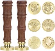 💌 anezus wax seal stamp set with wooden hilt - 6pcs sealing wax stamps copper seals, vintage retro classical initial seal wax stamp kit for invitations, cards, letters, envelopes, and wine packages logo